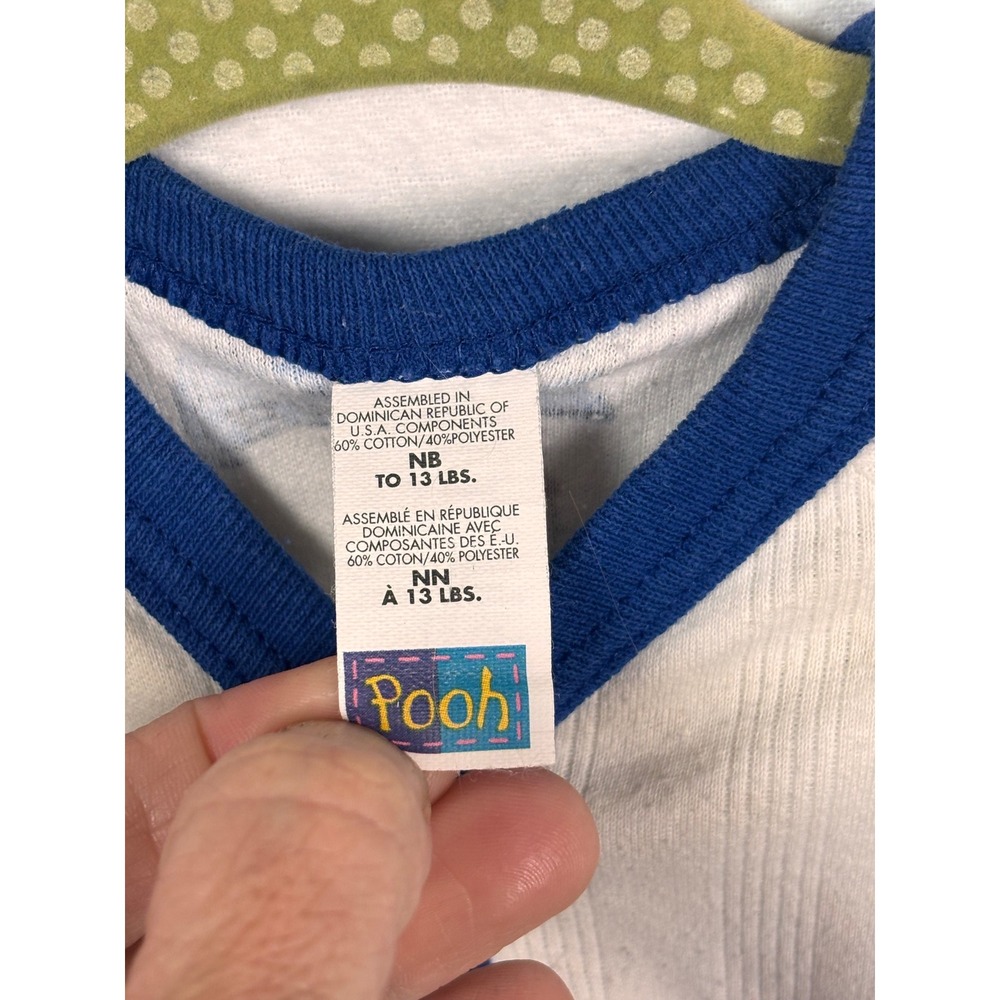 Vtg Disney Winnie the Pooh Baby Nautical Cardigan Top Pants Set Sz NB White Blue - Picture 4 of 8
